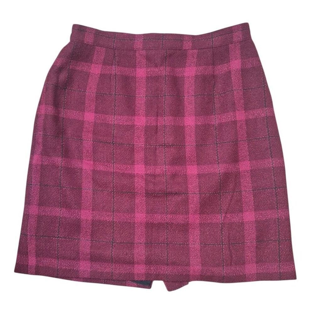 Sag Harbor Suit Red Plaid Mini Pencil Skirt Tweed Vintage 90s/Y2K Size 8